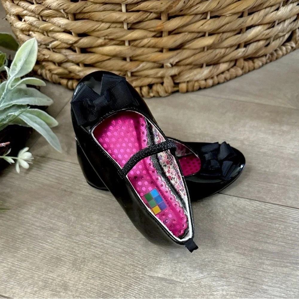 New Y2K HealthTex Girls Black Bow Mary Jane Toddler Girls Shoes Size 8
